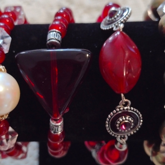 12 REPURPOSED HANDMADE Vintage, Glass, Metal Beaded Stretch Bracelets!! - Picture 5 of 6